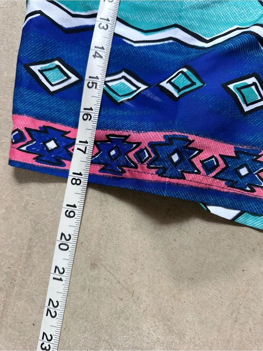 NWT Men’s Swim Trunks LG 36-38 Blue Pink Aztec Print Mesh Lined No Boundaries